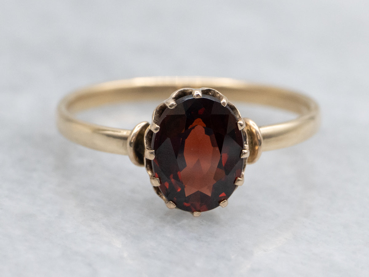 Vintage Oval-Cut Garnet Solitaire Ring