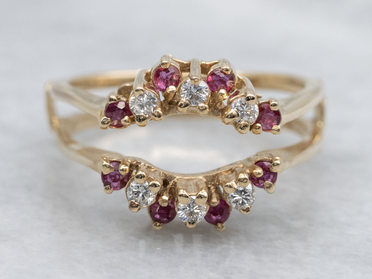 Brilliant Diamond and Ruby Yellow Gold Enhancer Band