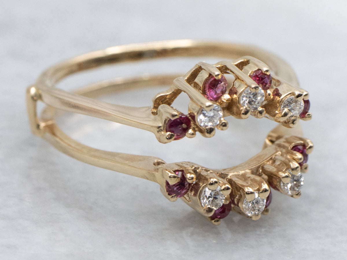Brilliant Diamond and Ruby Yellow Gold Enhancer Band