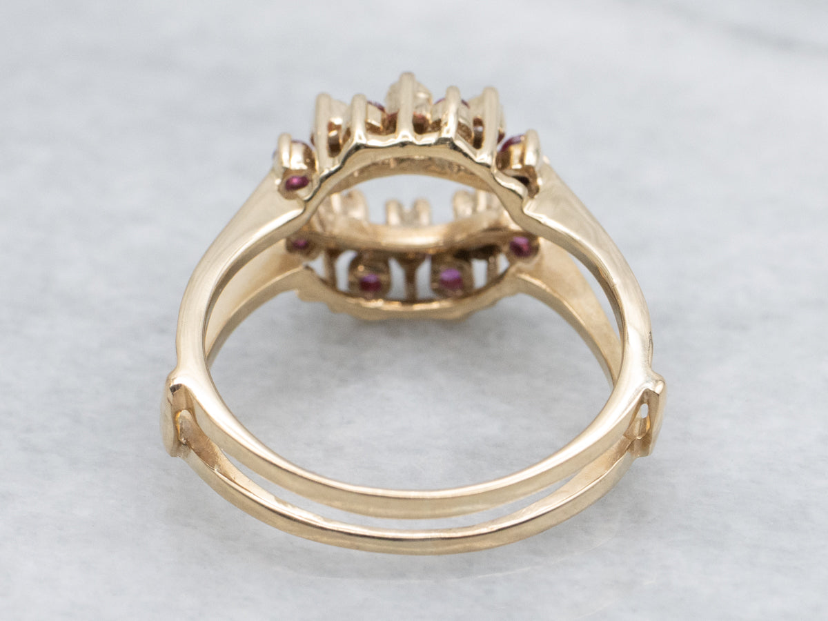 Brilliant Diamond and Ruby Yellow Gold Enhancer Band