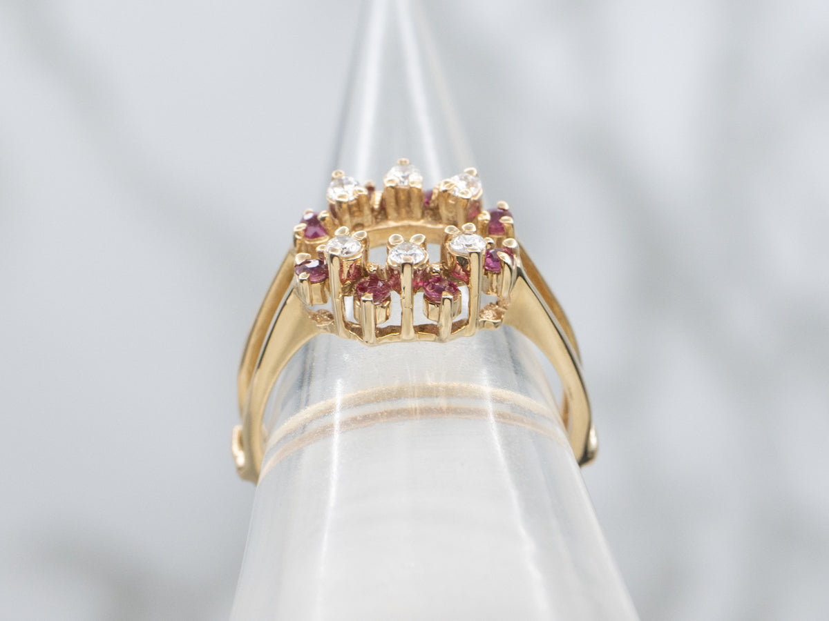 Brilliant Diamond and Ruby Yellow Gold Enhancer Band
