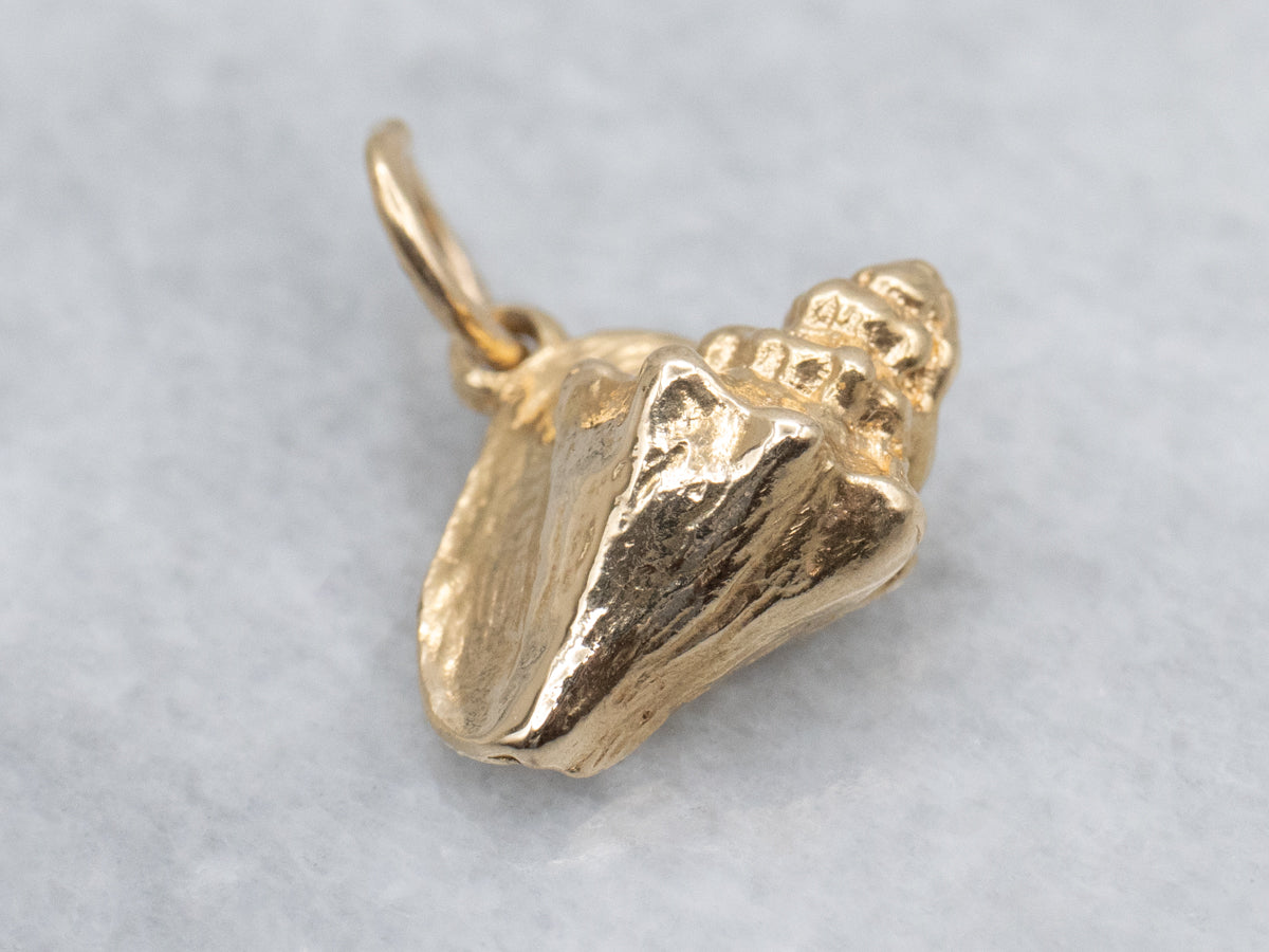Yellow Gold Conch Shell Charm Pendant