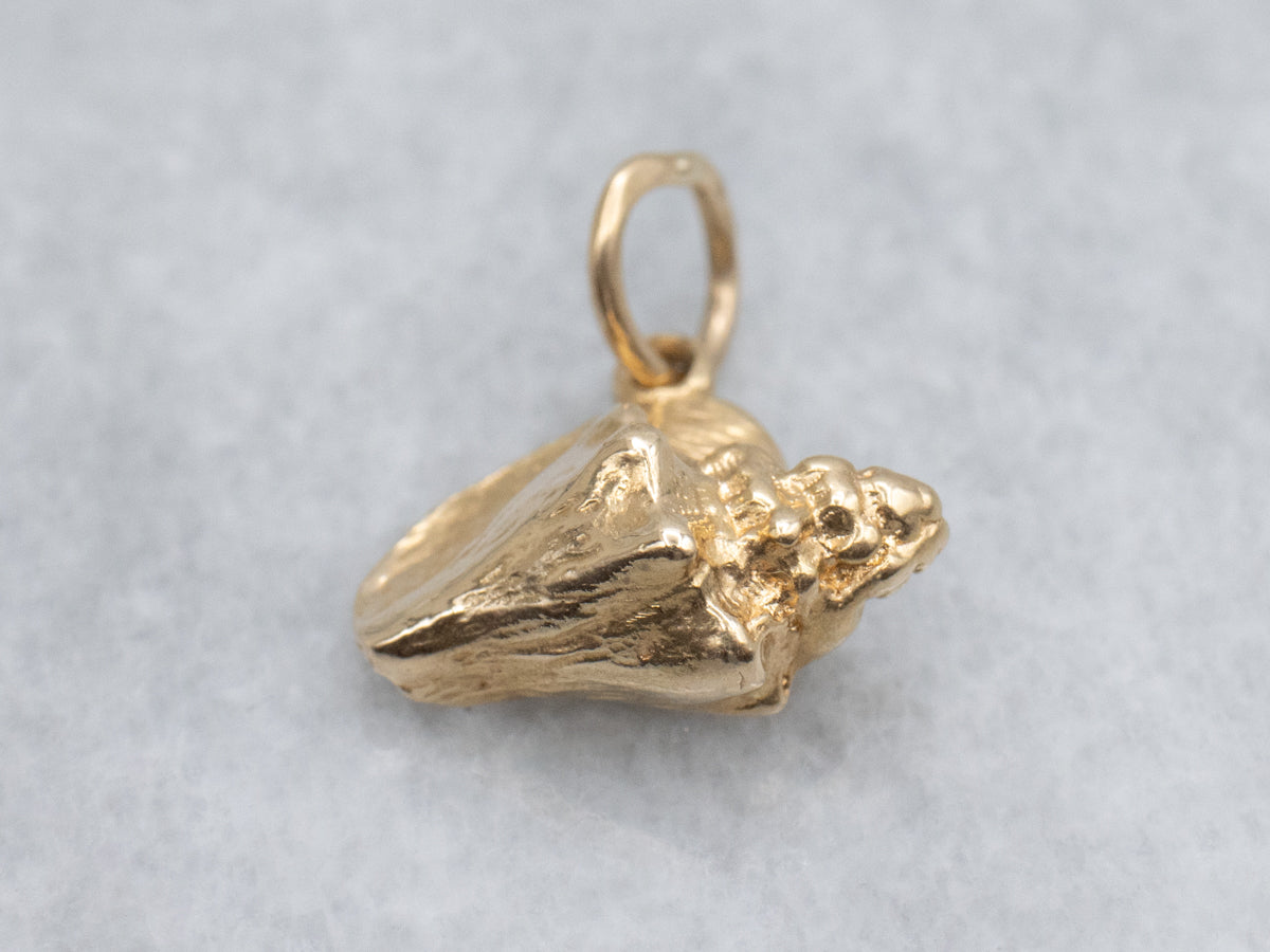 Yellow Gold Conch Shell Charm Pendant