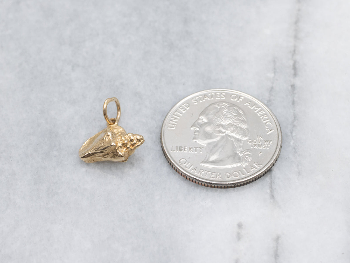 Yellow Gold Conch Shell Charm Pendant