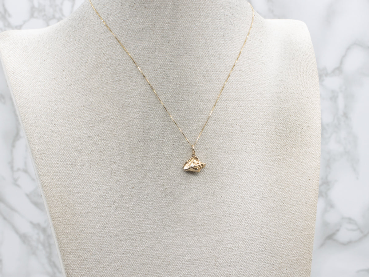 Yellow Gold Conch Shell Charm Pendant