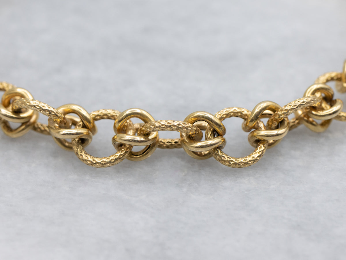 18-Karat Yellow Gold Textured Link Bracelet