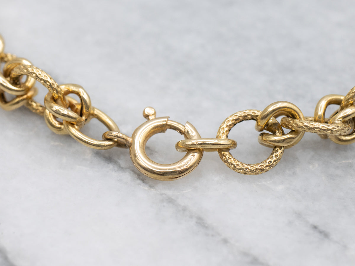 18-Karat Yellow Gold Textured Link Bracelet