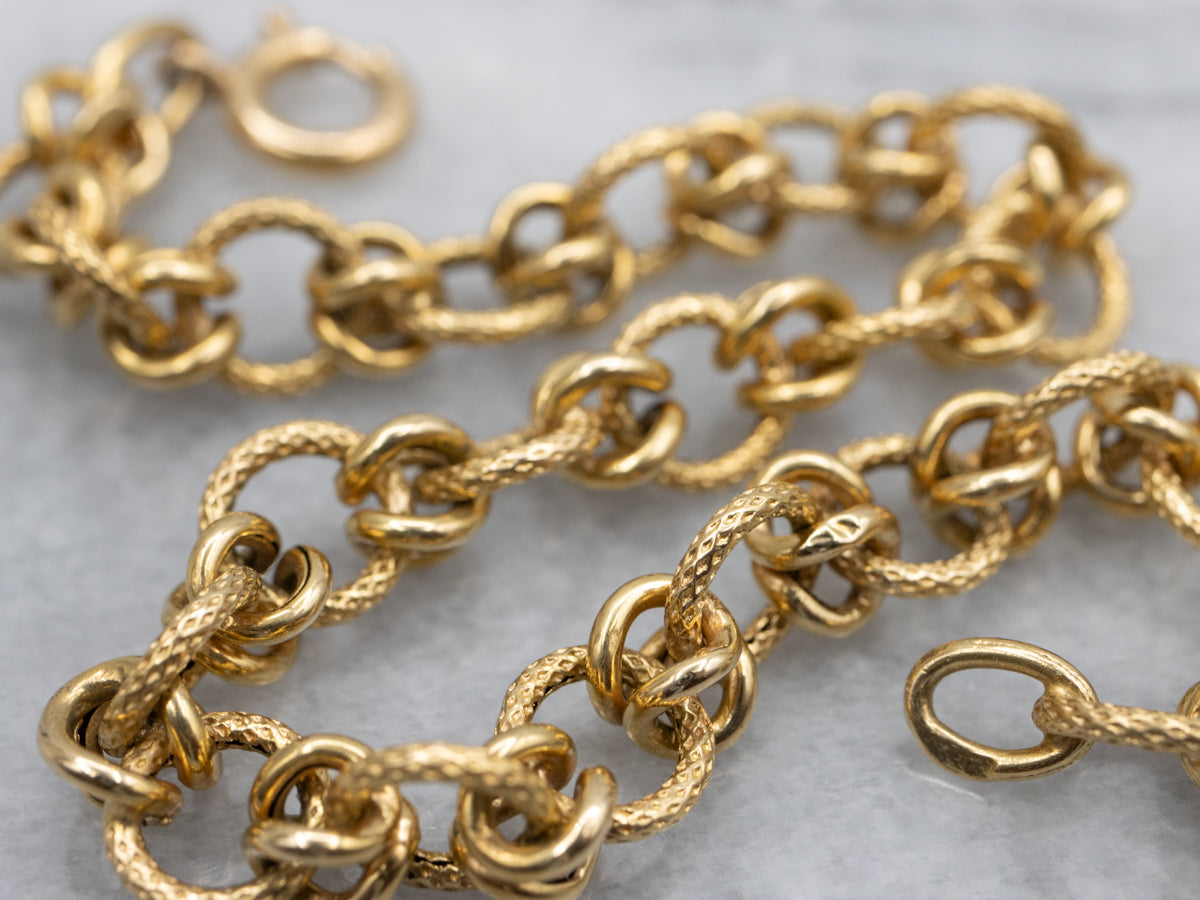 18-Karat Yellow Gold Textured Link Bracelet