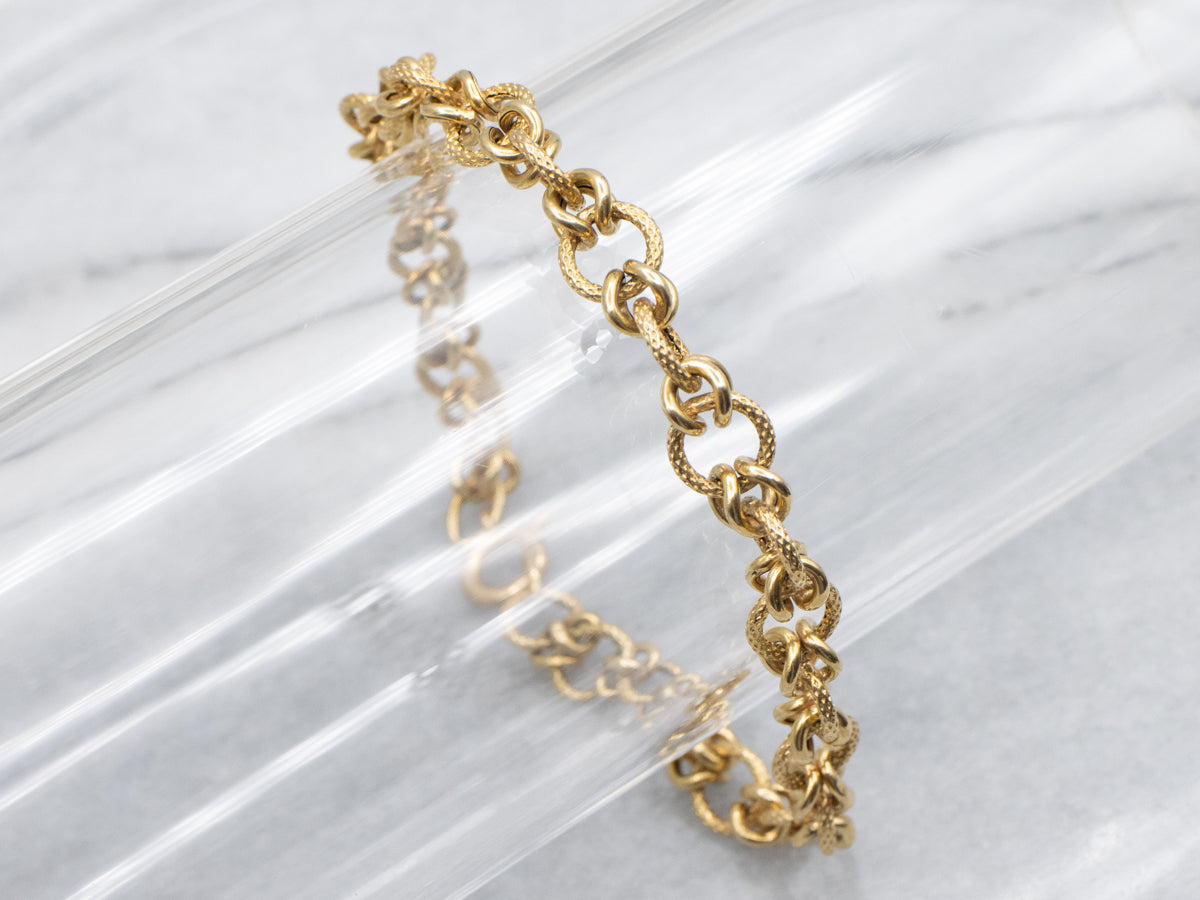 18-Karat Yellow Gold Textured Link Bracelet