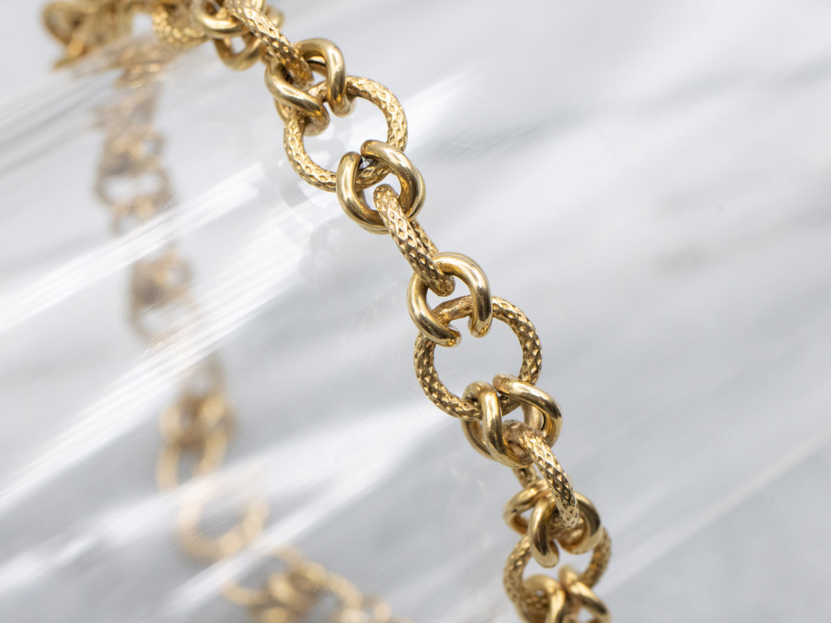 18-Karat Yellow Gold Textured Link Bracelet