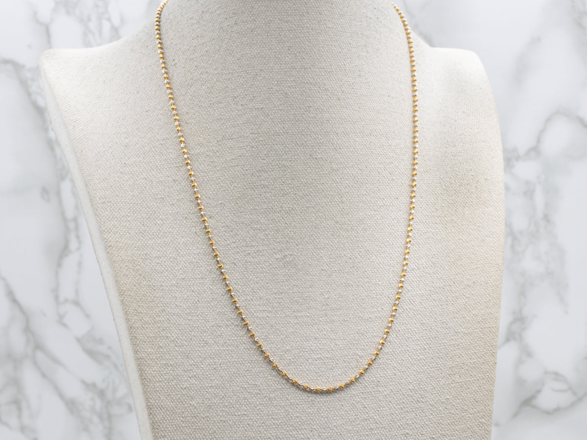 Alternating 18-Karat Two Tone Gold Beaded Chain
