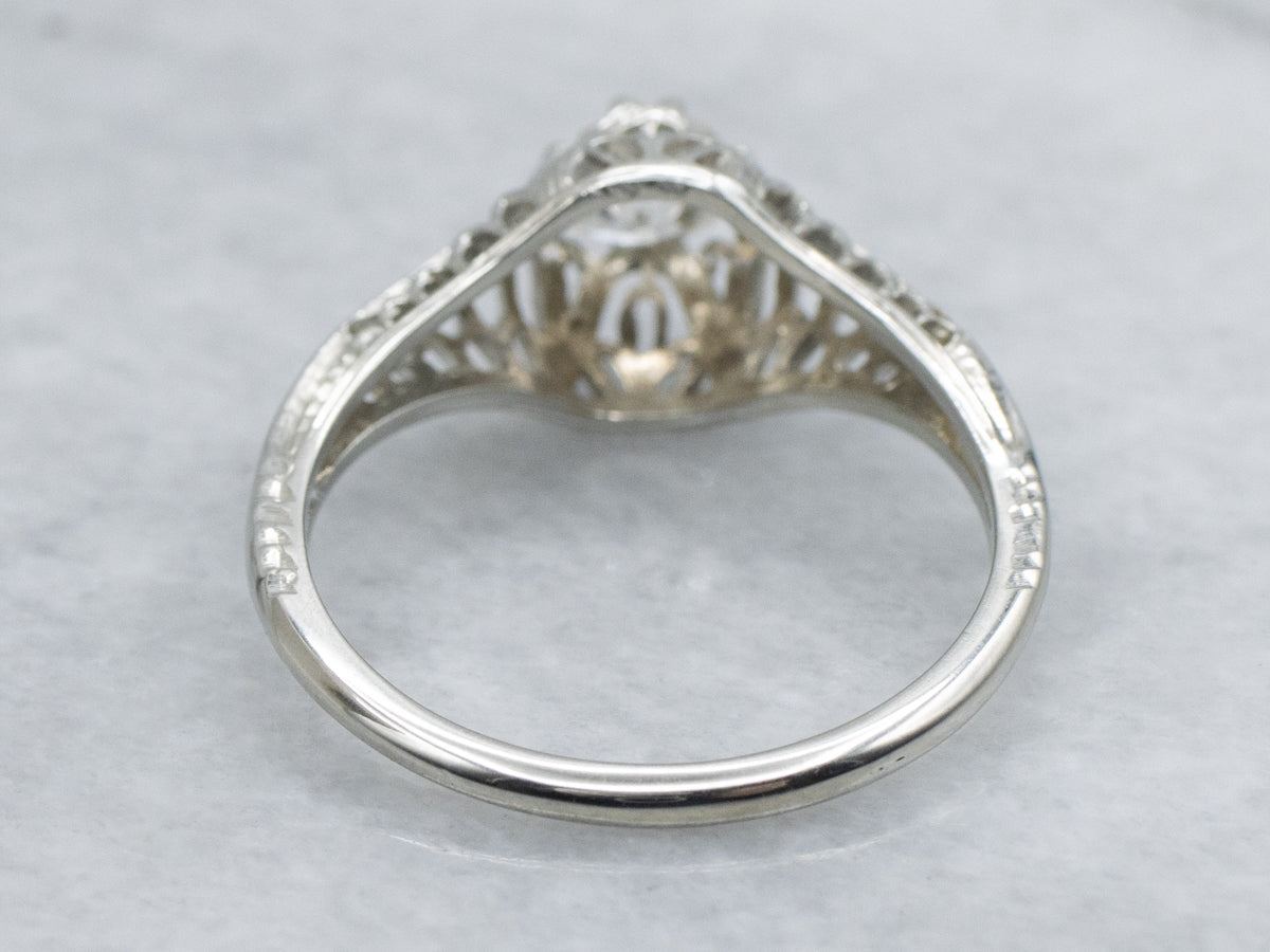 Old Mine Cut Diamond Art Deco Solitaire Engagement Ring