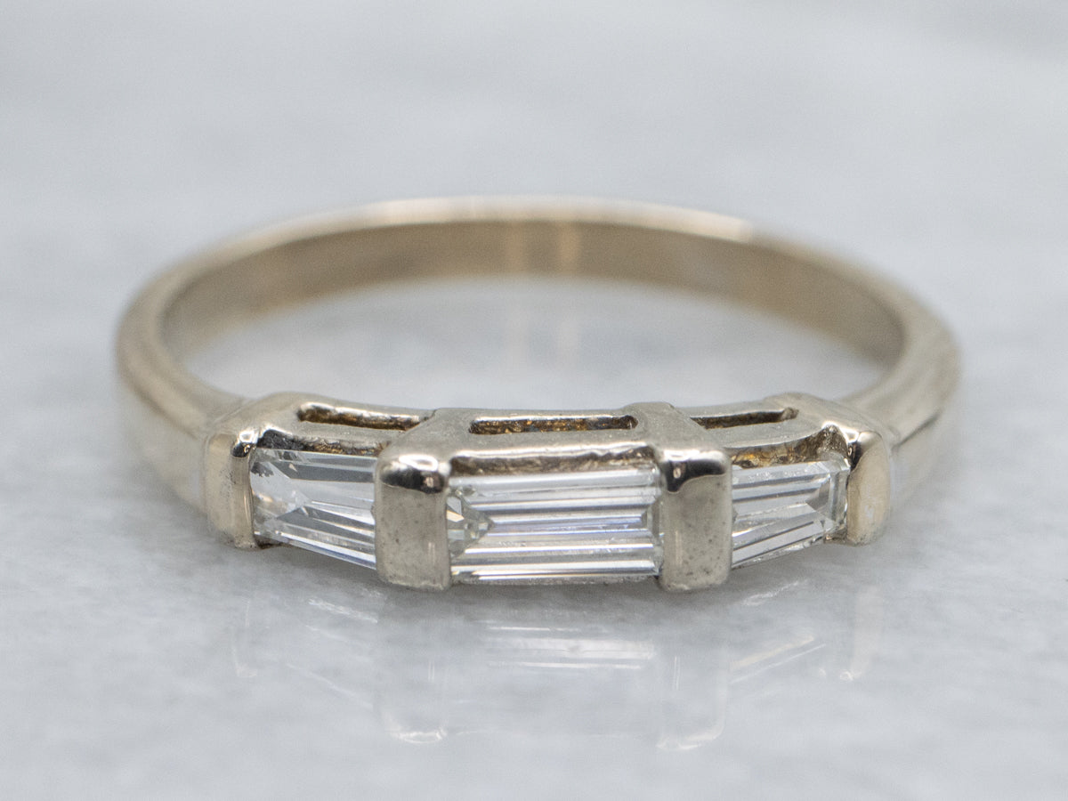 Vintage 18-Karat Gold Baguette-Cut Diamond Band