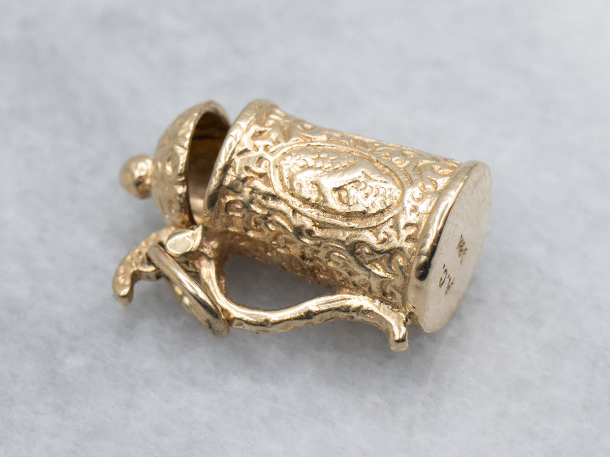 Vintage Gold Beer Stein with Celluloid Beer Foam