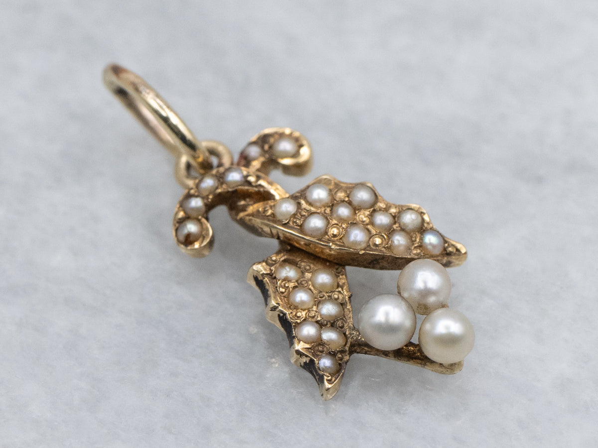 Antique Seed Pearl Seed Pod Stickpin Conversion Pendant