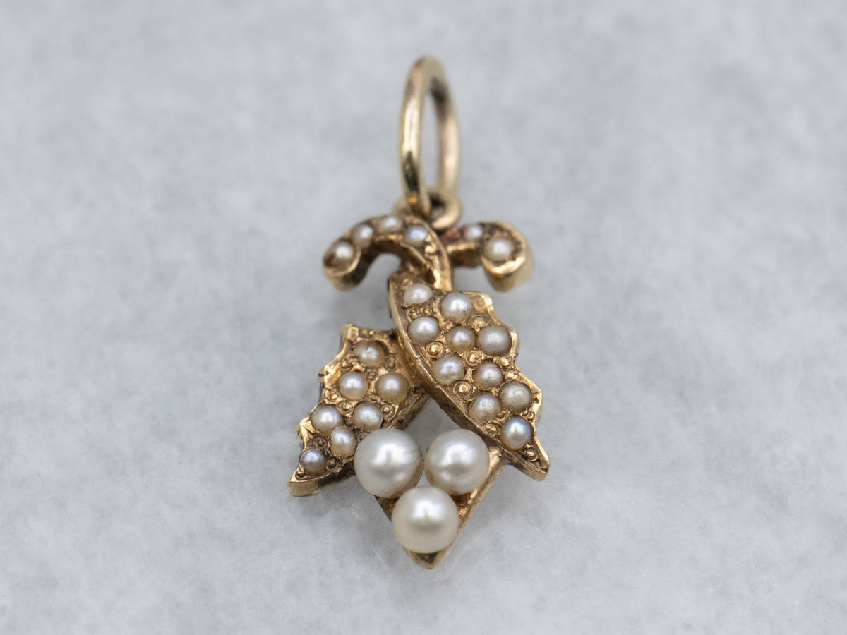 Antique Seed Pearl Seed Pod Stickpin Conversion Pendant