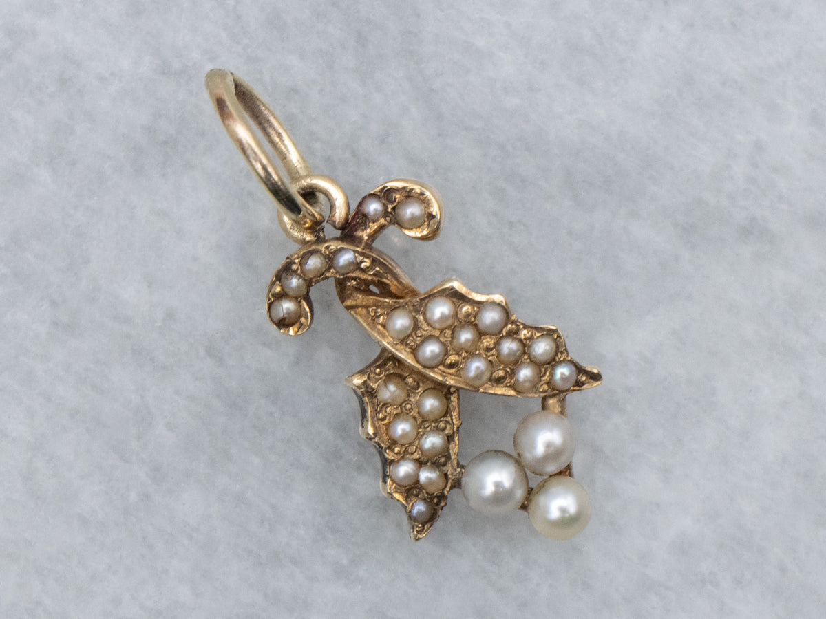 Antique Seed Pearl Seed Pod Stickpin Conversion Pendant