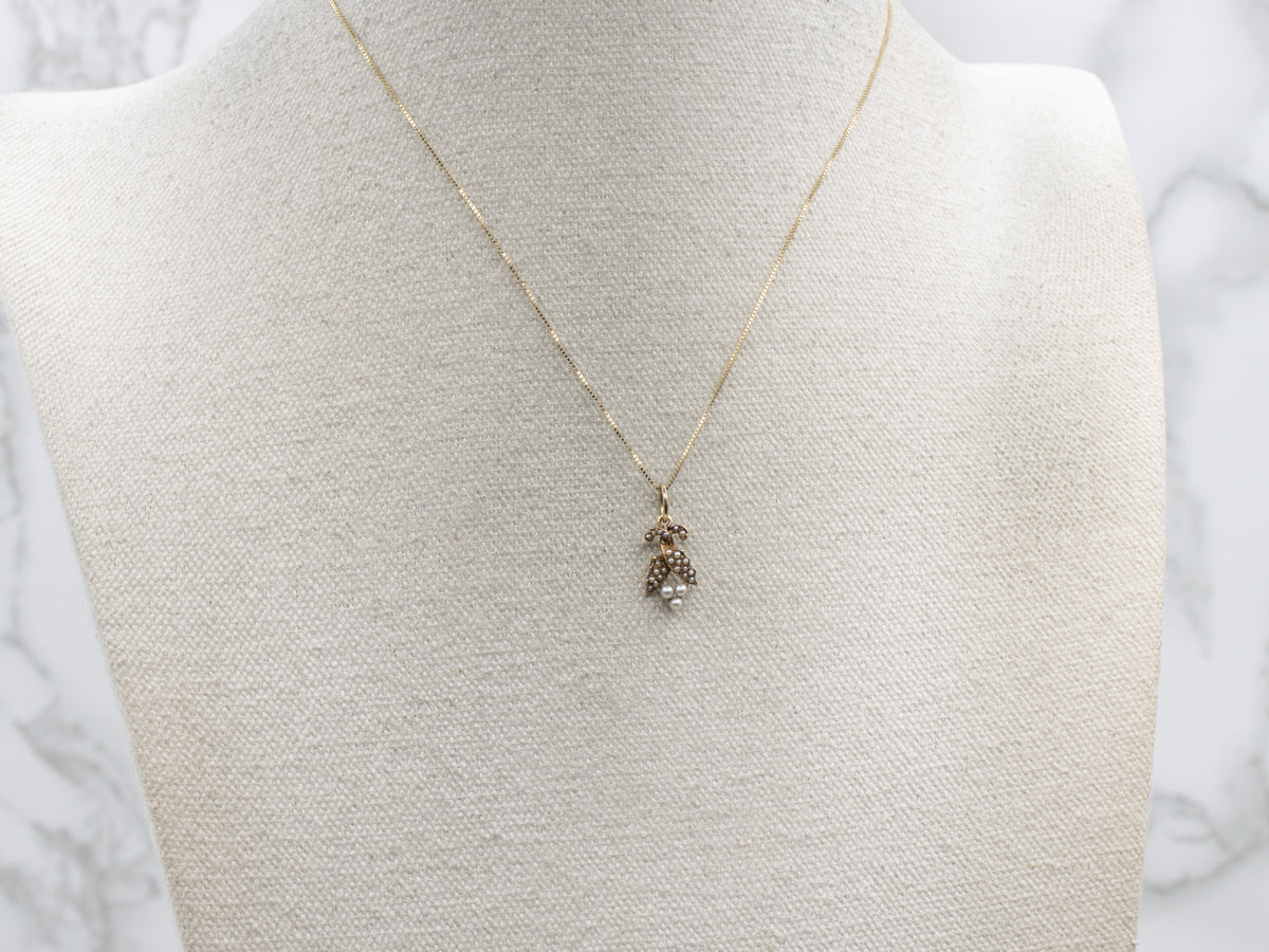 Antique Seed Pearl Seed Pod Stickpin Conversion Pendant
