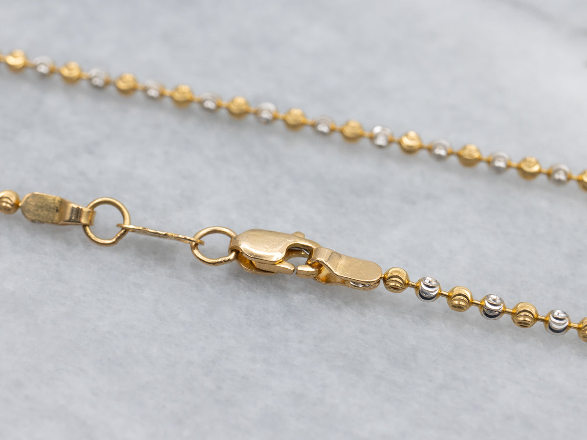 Alternating 18-Karat Two Tone Gold Beaded Chain