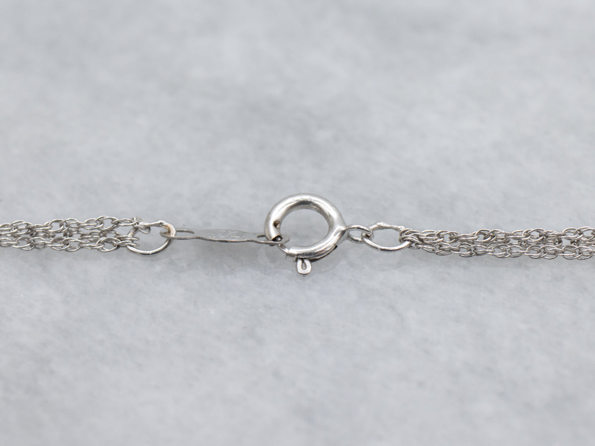 Sweet Diamond Flower Pendant on Triple Strand Necklace