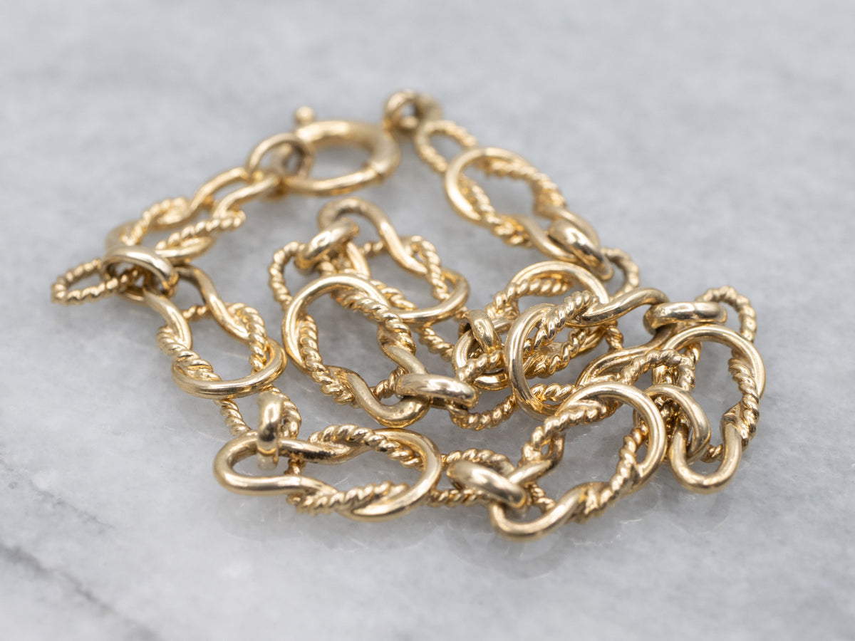 Nautical Style Gold Rope Twist Knot Link Bracelet