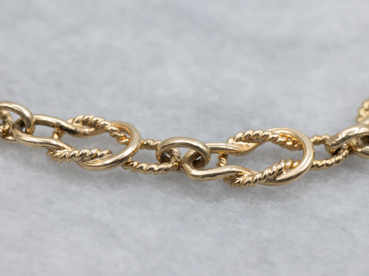 Nautical Style Gold Rope Twist Knot Link Bracelet