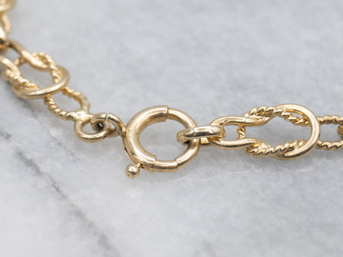 Nautical Style Gold Rope Twist Knot Link Bracelet