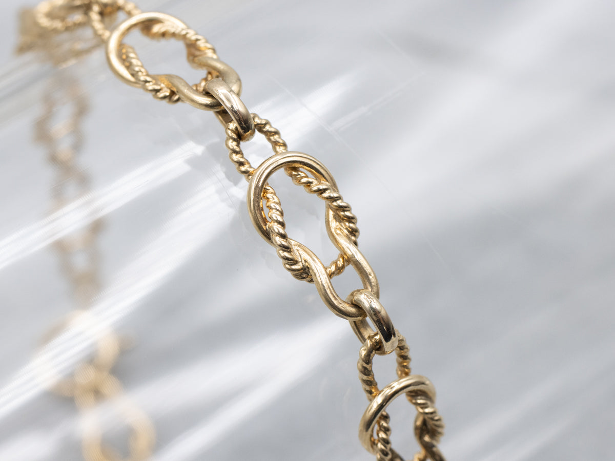 Nautical Style Gold Rope Twist Knot Link Bracelet