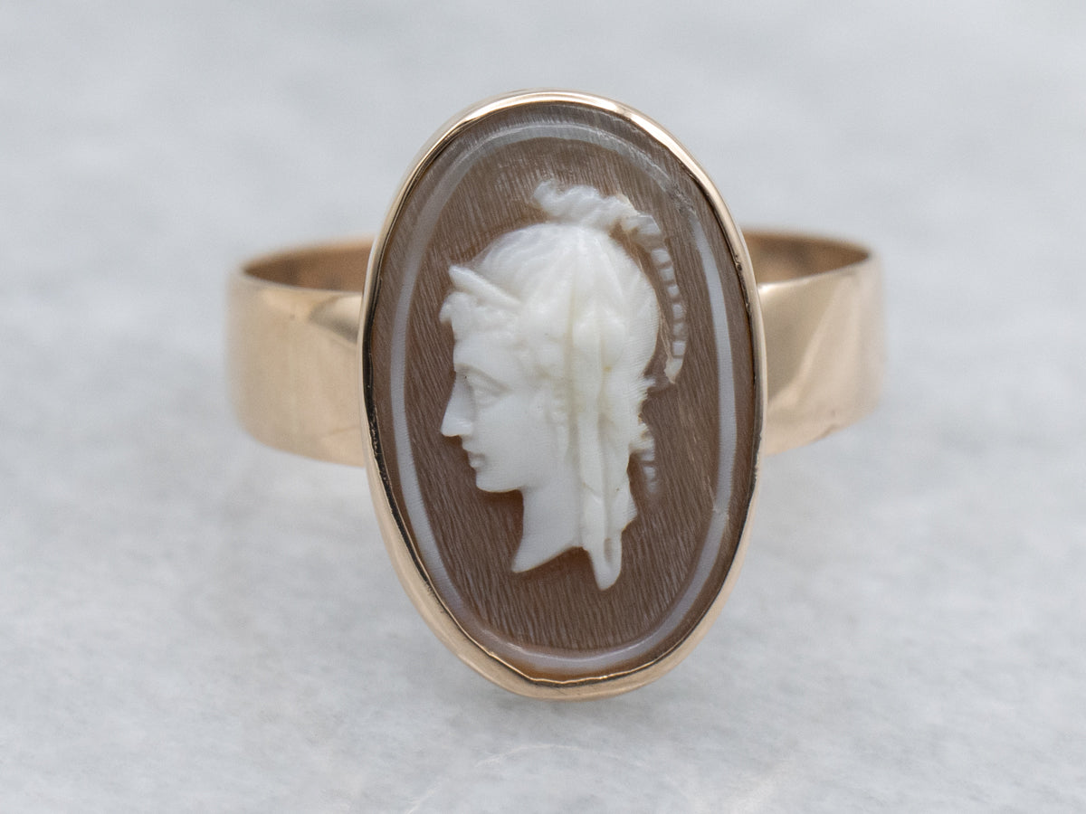 Antique Bezel-Set Cameo and Gold Ring