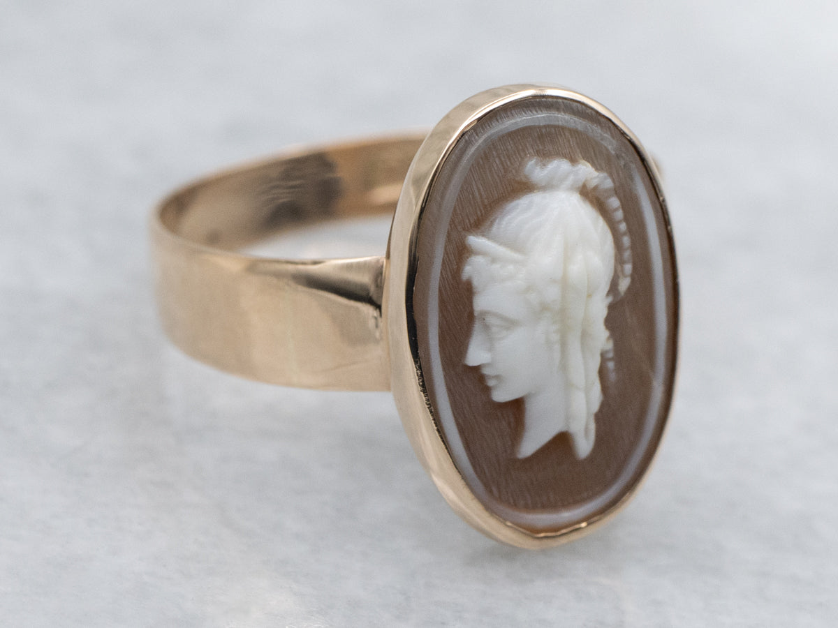 Antique Bezel-Set Cameo and Gold Ring