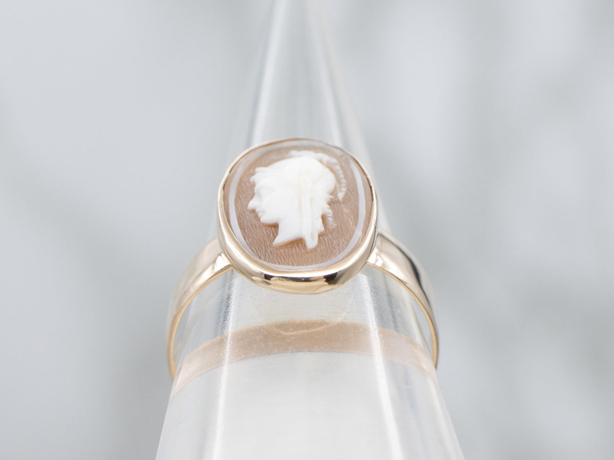 Antique Bezel-Set Cameo and Gold Ring