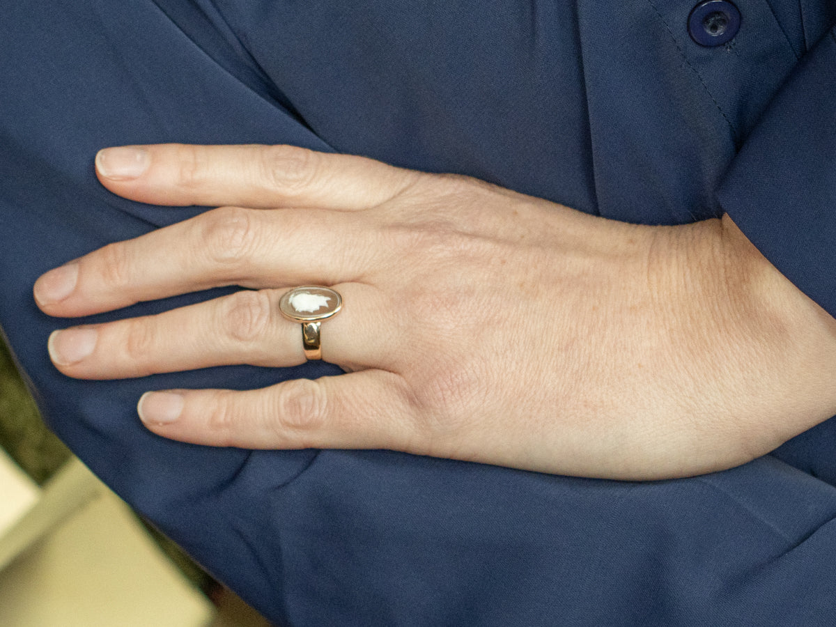 Antique Bezel-Set Cameo and Gold Ring