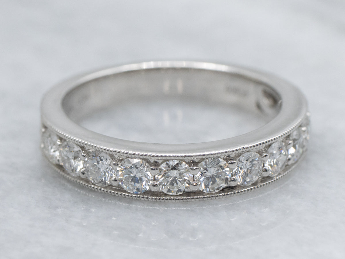 Channel-Set Diamond Platinum Wedding Band