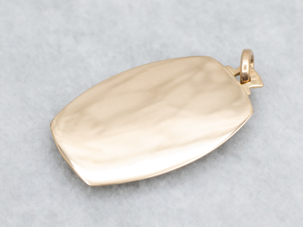 Vintage Gold Hand-Painted Glass Portrait of a Young Woman Pendant