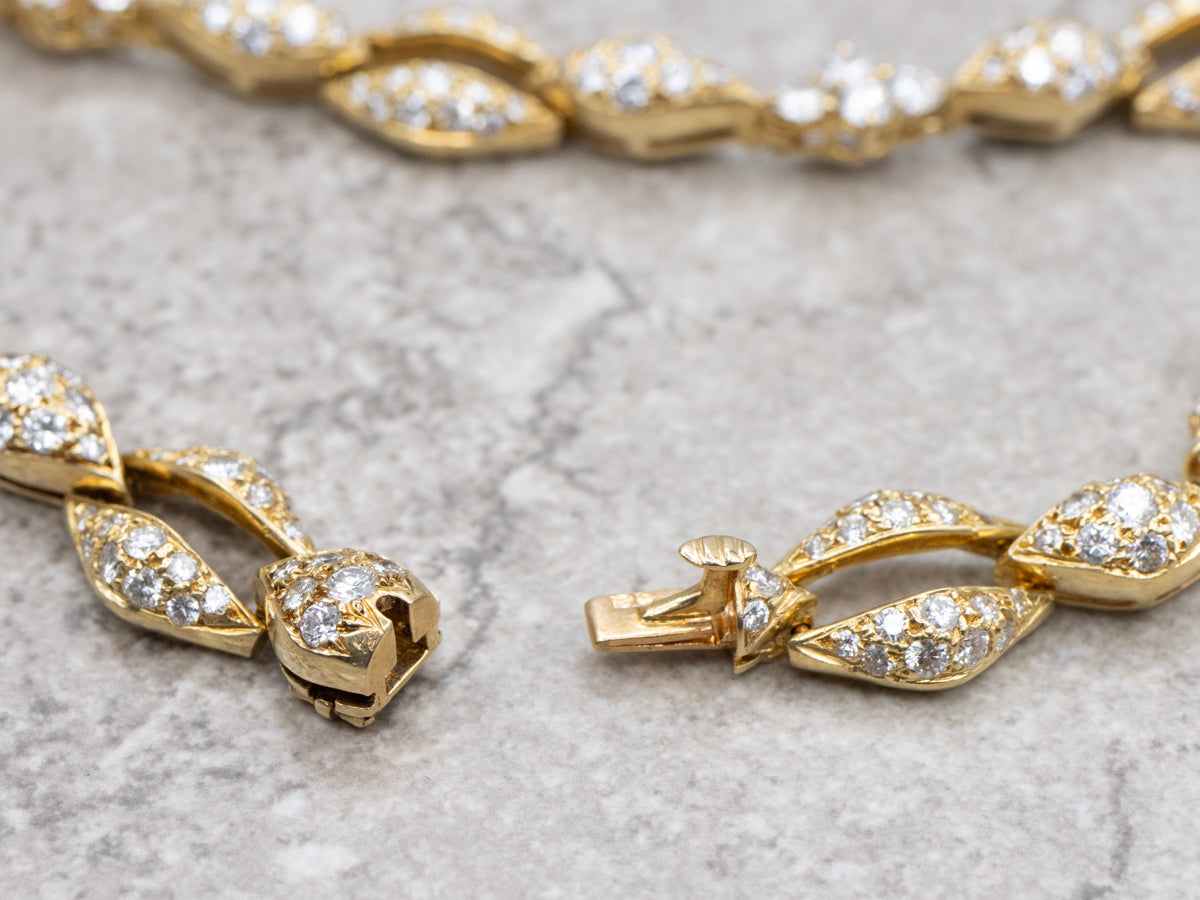 Opulent Pave-Set Diamond and Gold Link Necklace with Removable Drop Pendant