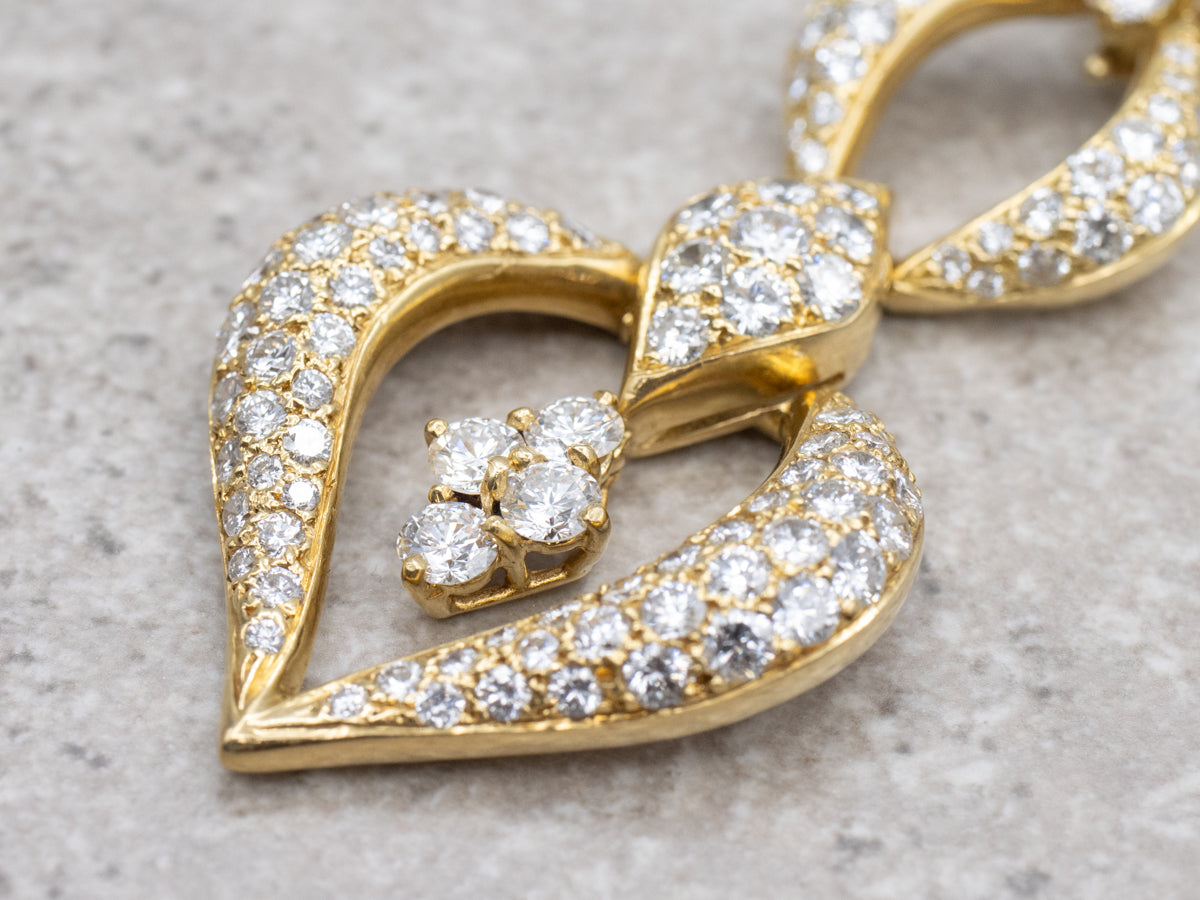 Opulent Pave-Set Diamond and Gold Link Necklace with Removable Drop Pendant