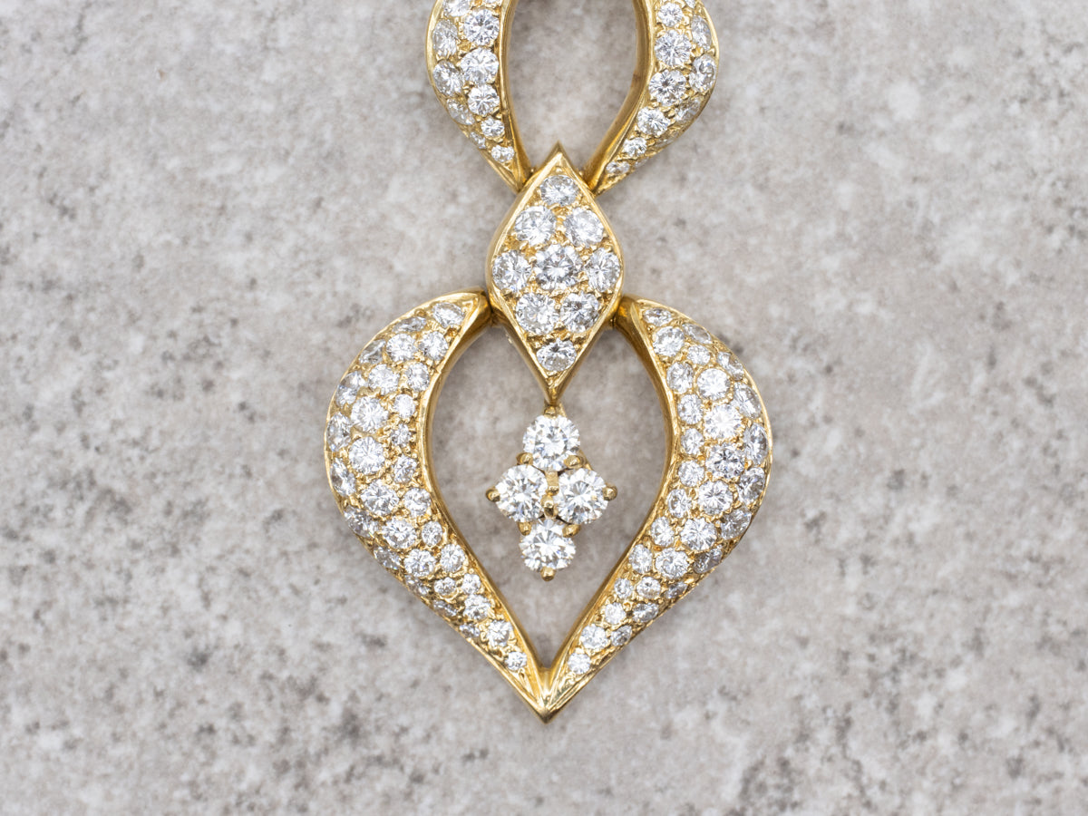 Opulent Pave-Set Diamond and Gold Link Necklace with Removable Drop Pendant