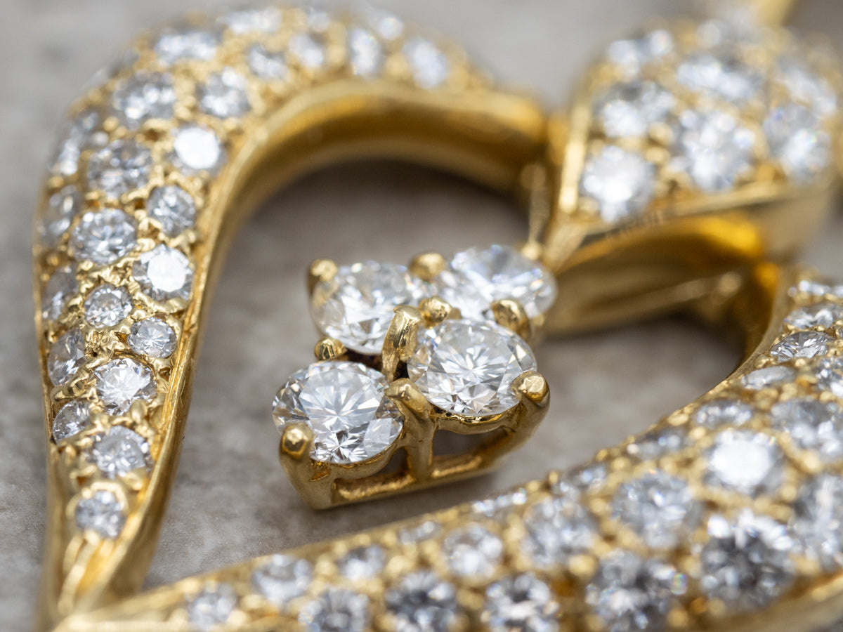 Opulent Pave-Set Diamond and Gold Link Necklace with Removable Drop Pendant