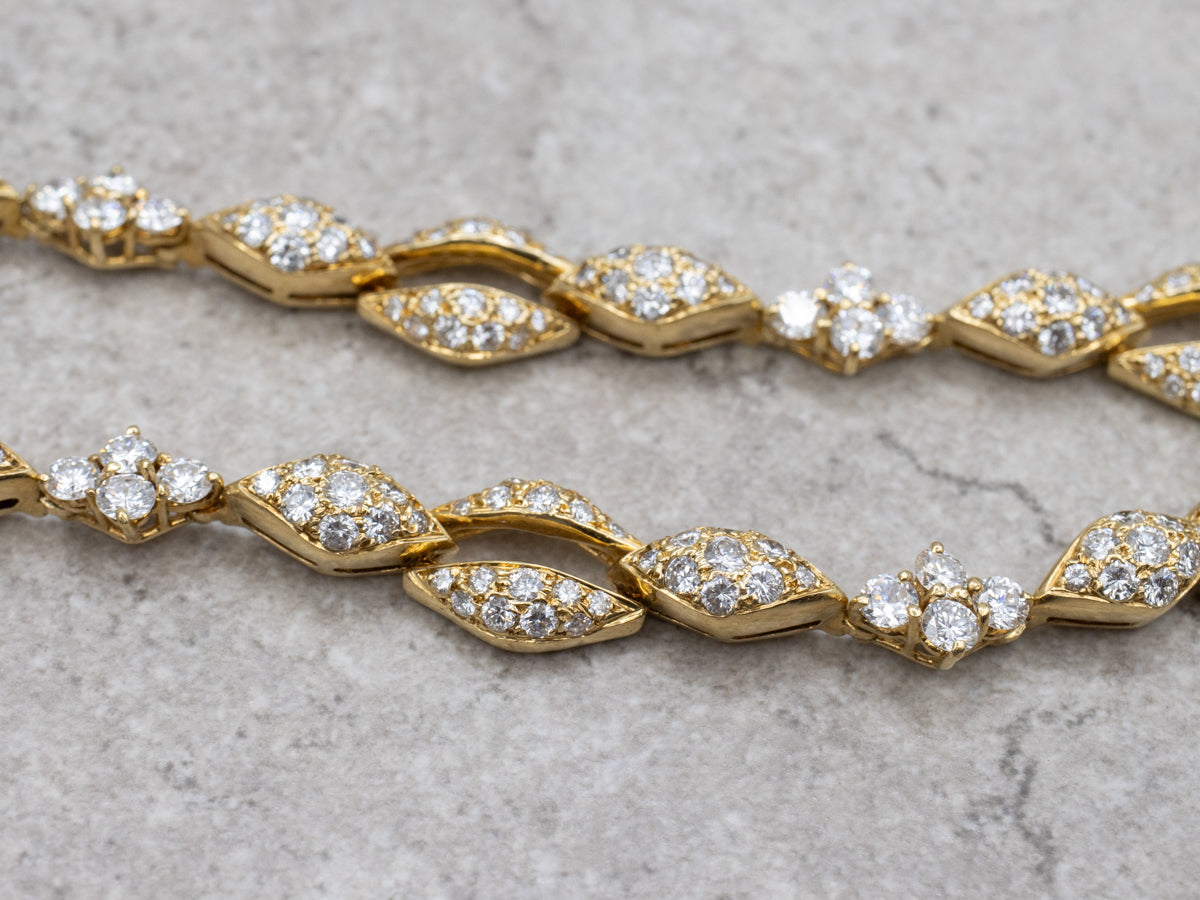 Opulent Pave-Set Diamond and Gold Link Necklace with Removable Drop Pendant