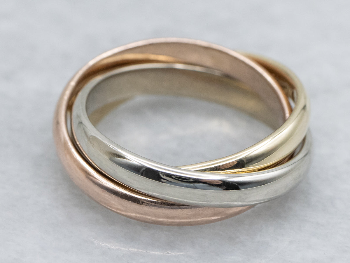 Tri-Color Gold Rolling Triple Band