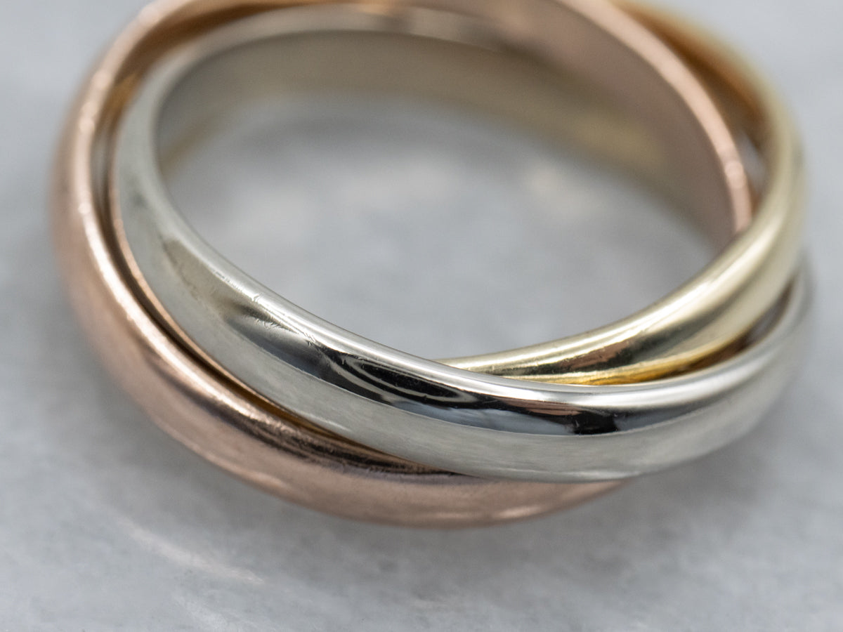 Tri-Color Gold Rolling Triple Band