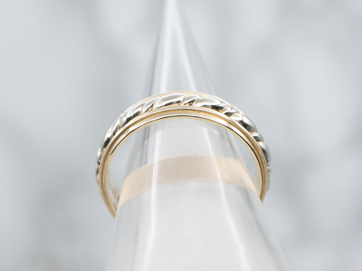 Art Carved Two-Tone Gold Rope Twist Center Band