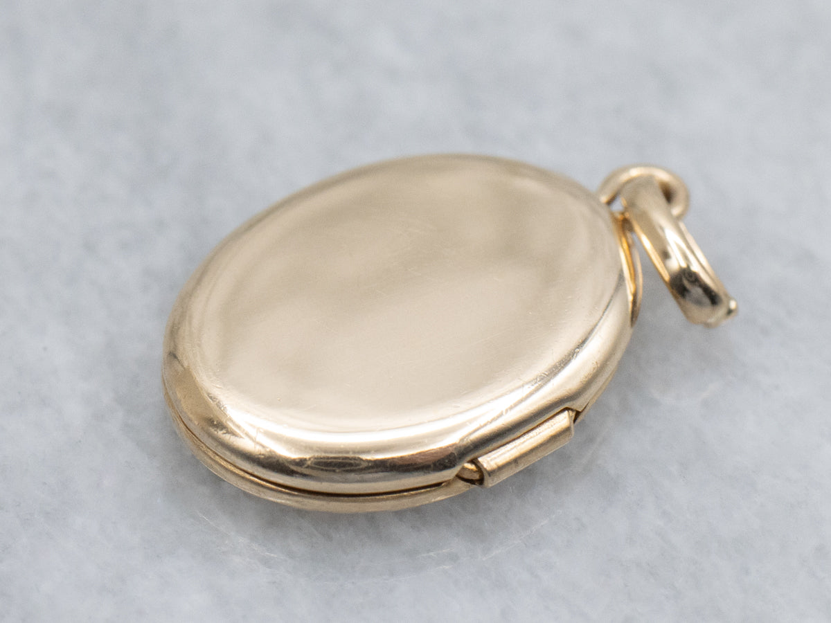 Engraved Yellow Gold Vintage Oval Locket