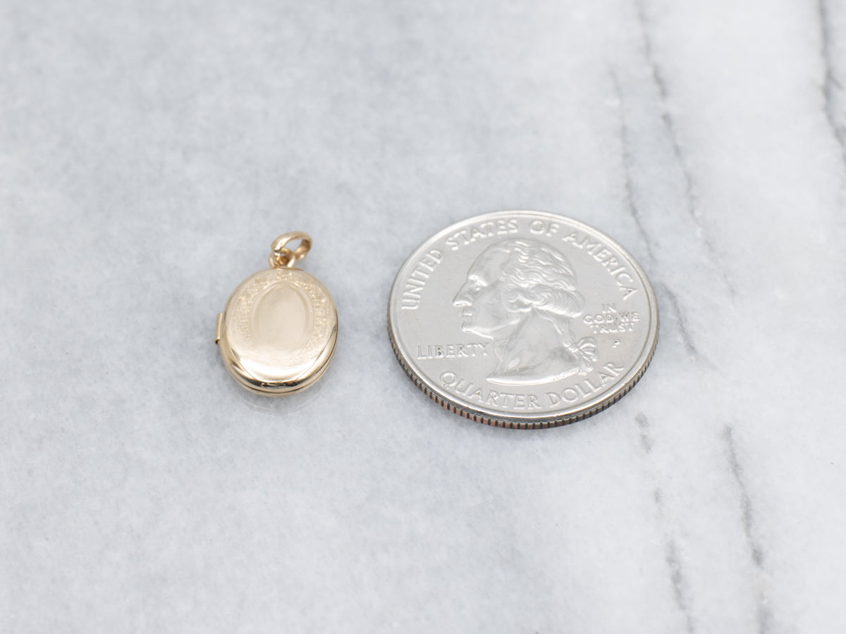 Engraved Yellow Gold Vintage Oval Locket