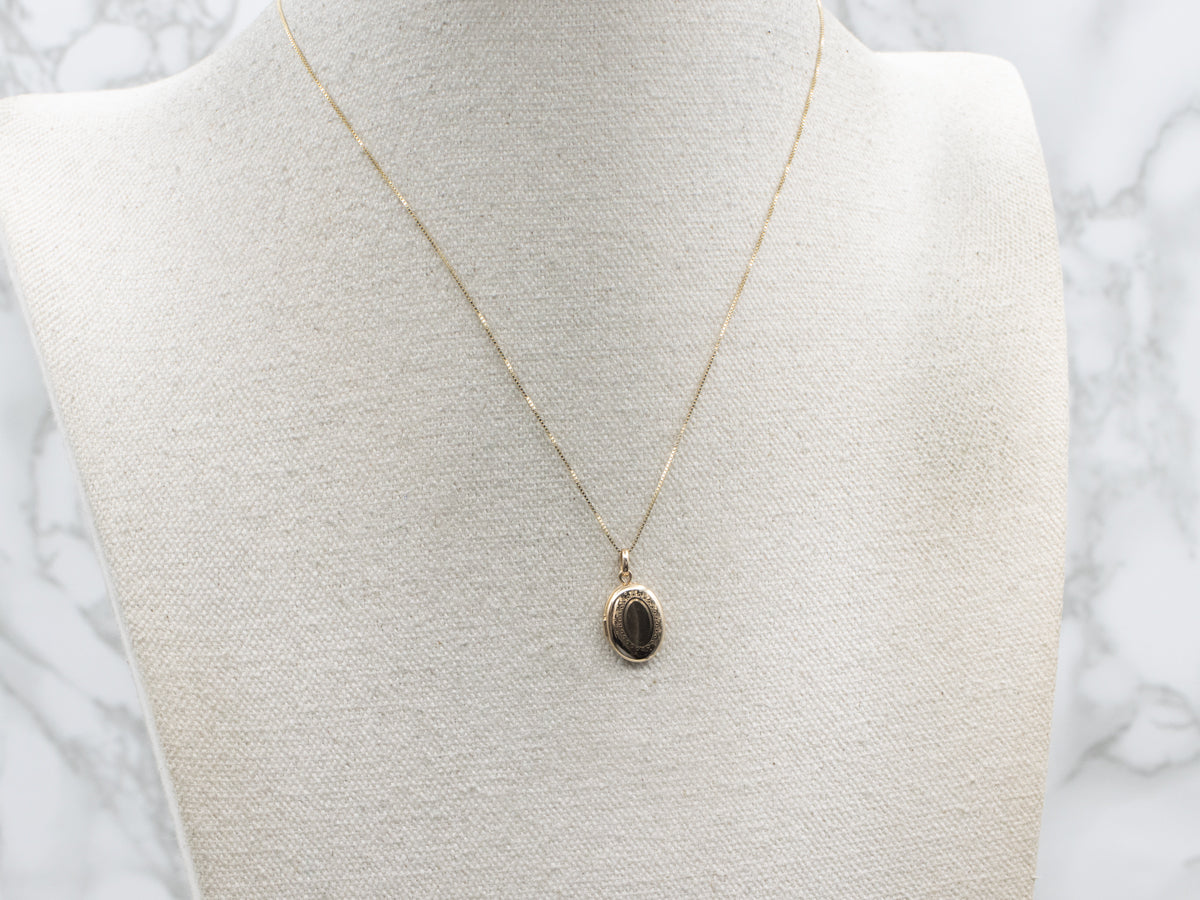 Engraved Yellow Gold Vintage Oval Locket