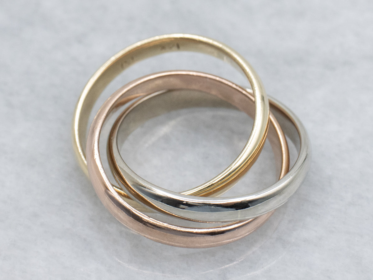 Tri-Color Gold Rolling Triple Band