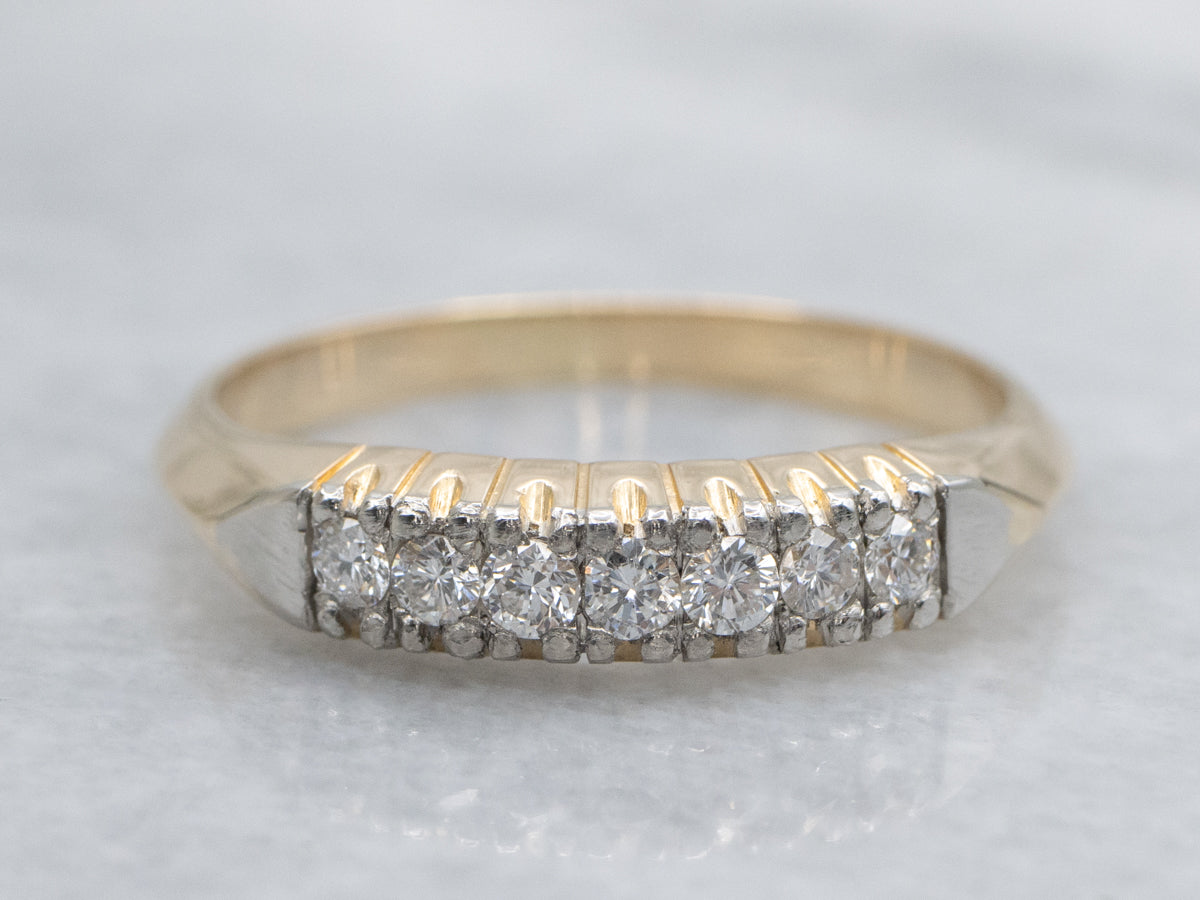 Vintage Two-Tone Diamond Wedding Band