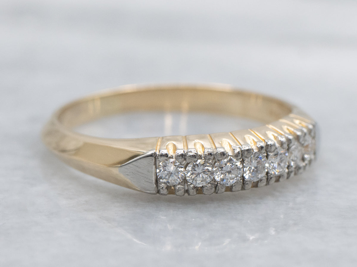 Vintage Two-Tone Diamond Wedding Band