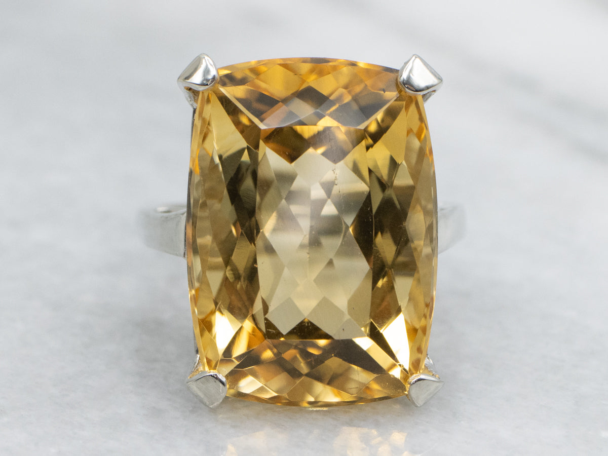Bold Cushion-Cut Citrine and Gold Cocktail Ring