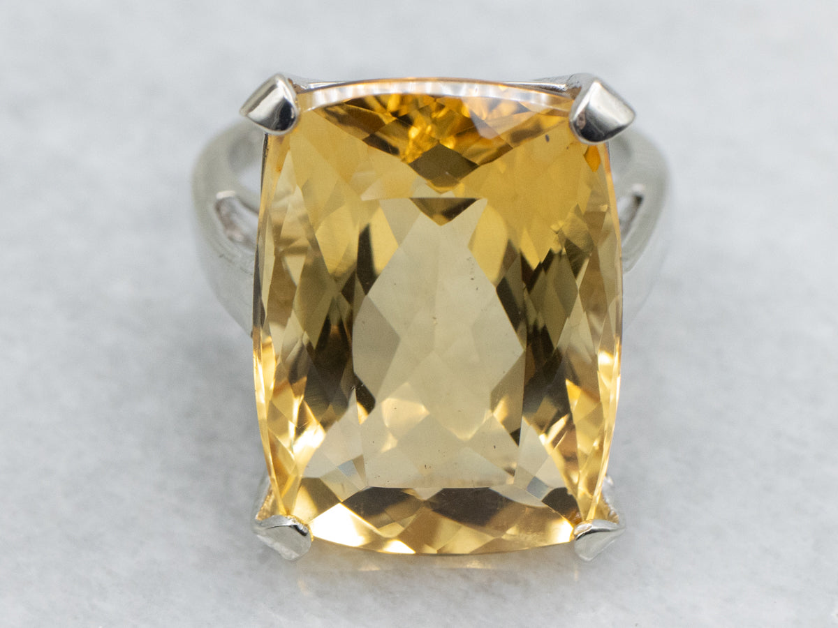 Bold Cushion-Cut Citrine and Gold Cocktail Ring
